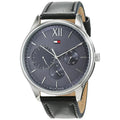 Tommy Hilfiger Damon Multifunction Black Dial Black Leather Strap Watch for Men - 1791417