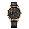 Tommy Hilfiger Damon Quartz Black Dial Black Leather Strap Watch for Men - 1791419