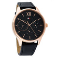 Tommy Hilfiger Damon Quartz Black Dial Black Leather Strap Watch for Men - 1791419