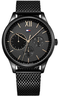 Tommy Hilfiger Damon Quartz Black Dial Black Mesh Bracelet Watch for Men - 1791420