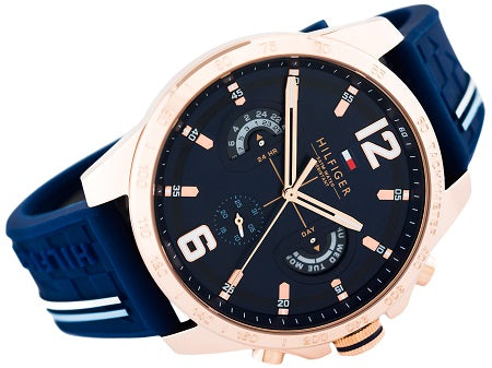 Tommy Hilfiger Decker Multifunction Blue Dial Blue Rubber Strap Watch for Men - 1791474