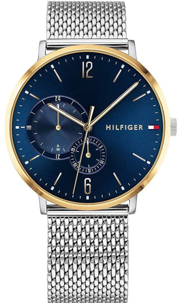 Tommy Hilfiger Brooklyn Quartz Blue Dial Silver Mesh Bracelet Watch for Men - 1791505