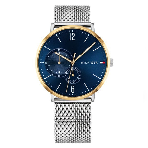 Tommy Hilfiger Brooklyn Quartz Blue Dial Silver Mesh Bracelet Watch for Men - 1791505