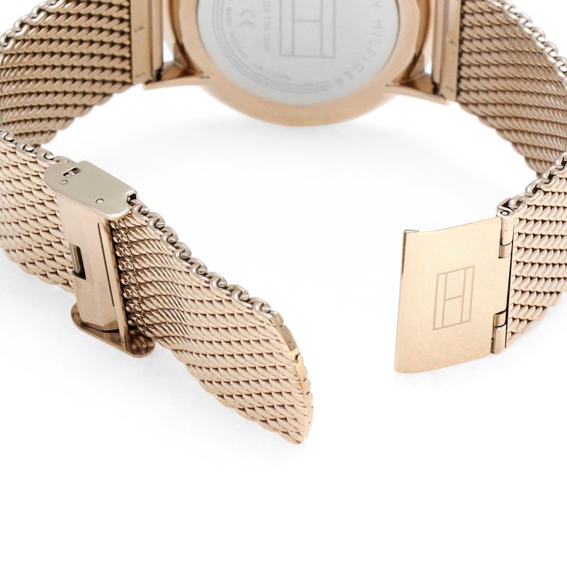 Tommy Hilfiger Brooklyn Grey Dial Gold Mesh Bracelet Watch for Men - 1791506