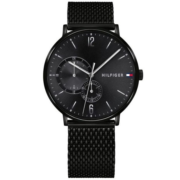 Tommy Hilfiger Brooklyn Black Dial Black Mesh Bracelet Watch for Men - 1791507