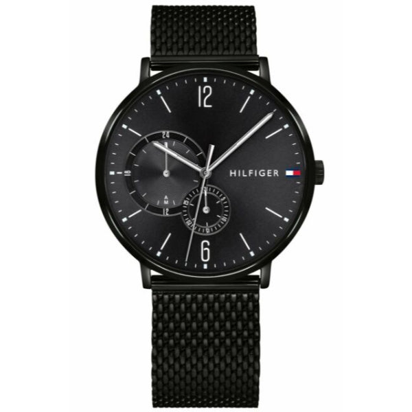 Tommy Hilfiger Brooklyn Black Dial Black Mesh Bracelet Watch for Men - 1791507