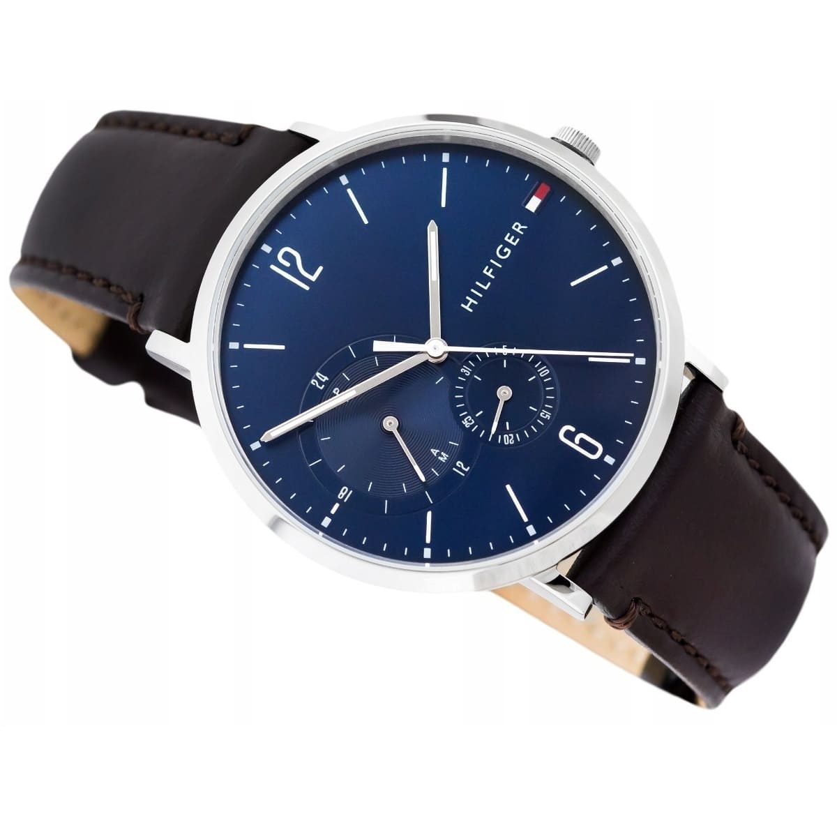 Tommy Hilfiger Cooper Blue Dial Brown Leather Strap Watch for Men - 1791508