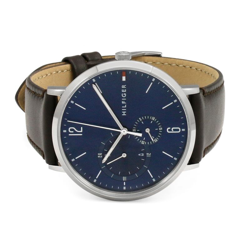 Tommy Hilfiger Cooper Blue Dial Brown Leather Strap Watch for Men - 1791508