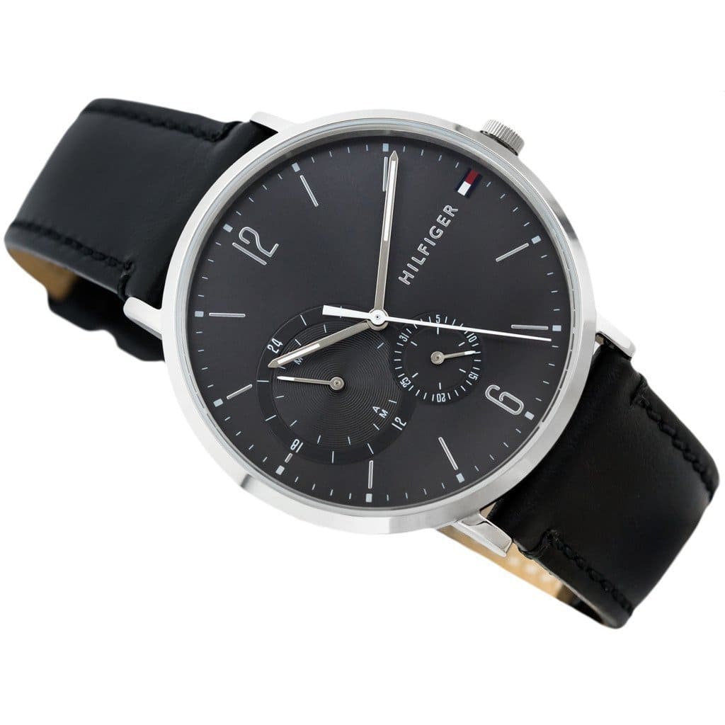 Tommy Hilfiger Brooklyn Black Dial Black Leather Strap Watch for Men - 1791509