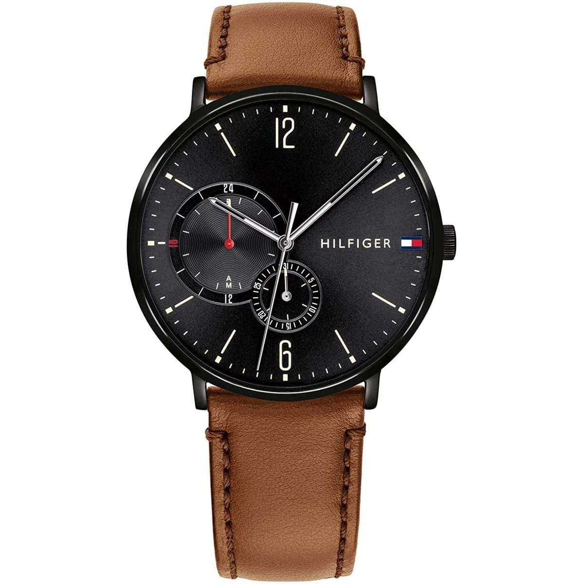 Tommy Hilfiger Brooklyn Quartz Black Dial Brown Leather Strap Watch for Men - 1791510