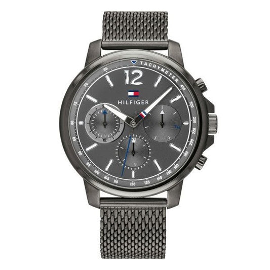 Tommy Hilfiger London Chronograph Grey Dial Grey Mesh Bracelet Watch for Men - 1791530