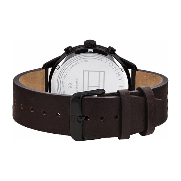 Tommy Hilfiger Chase Quartz Black Dial Brown Leather Strap Watch for Men - 1791577