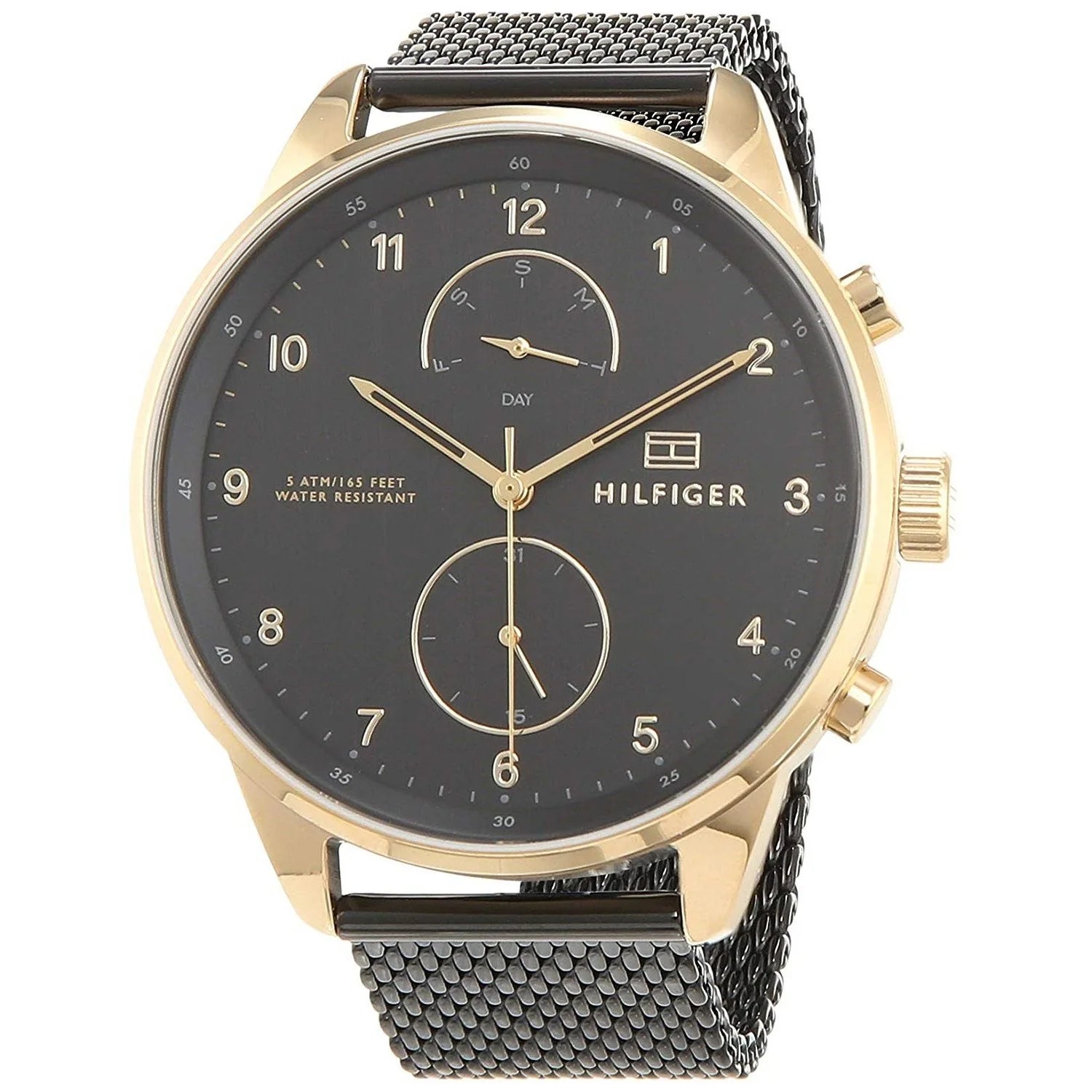 Tommy Hilfiger Chase Quartz Black Dial Black Mesh Bracelet Watch for Men - 1791580