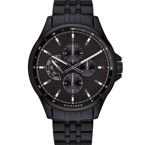 Tommy Hilfiger Shawn Quartz Black Dial Black Steel Strap Watch for Men - 1791611