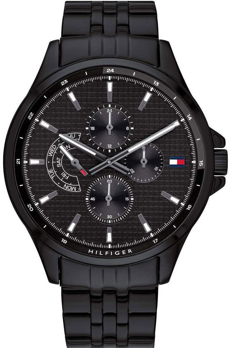 Tommy Hilfiger Shawn Quartz Black Dial Black Steel Strap Watch for Men - 1791611