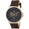 Tommy Hilfiger Shawn Multi Function Quartz Grey Dial Brown Leather Strap Watch for Men - 1791615