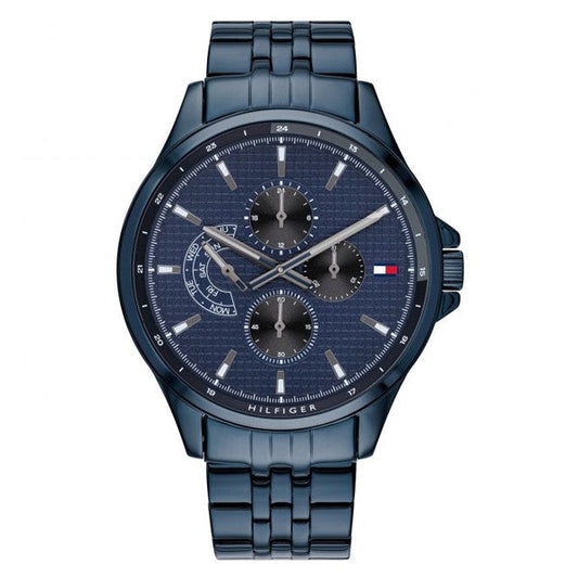 Tommy Hilfiger Shawn Quartz Blue Dial Blue Steel Strap Watch for Men - 1791618