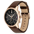 Tommy Hilfiger Multi Function Chronograph Black Dial Brown Leather Strap Watch for Men - 1791631