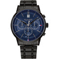 Tommy Hilfiger Kyle Quartz Blue Dial Black Steel Strap Watch for Men - 1791633