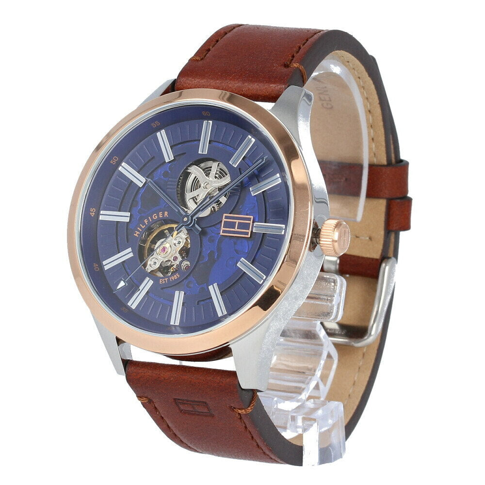 Tommy Hilfiger Spencer Blue Dial Brown Leather Strap Watch for Men - 1791642