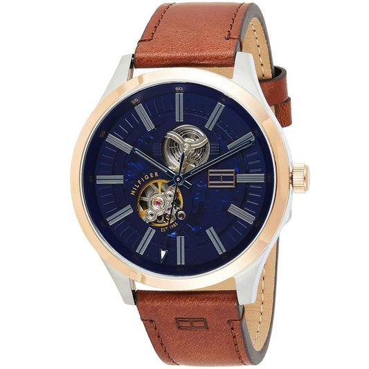 Tommy Hilfiger Spencer Blue Dial Brown Leather Strap Watch for Men - 1791642