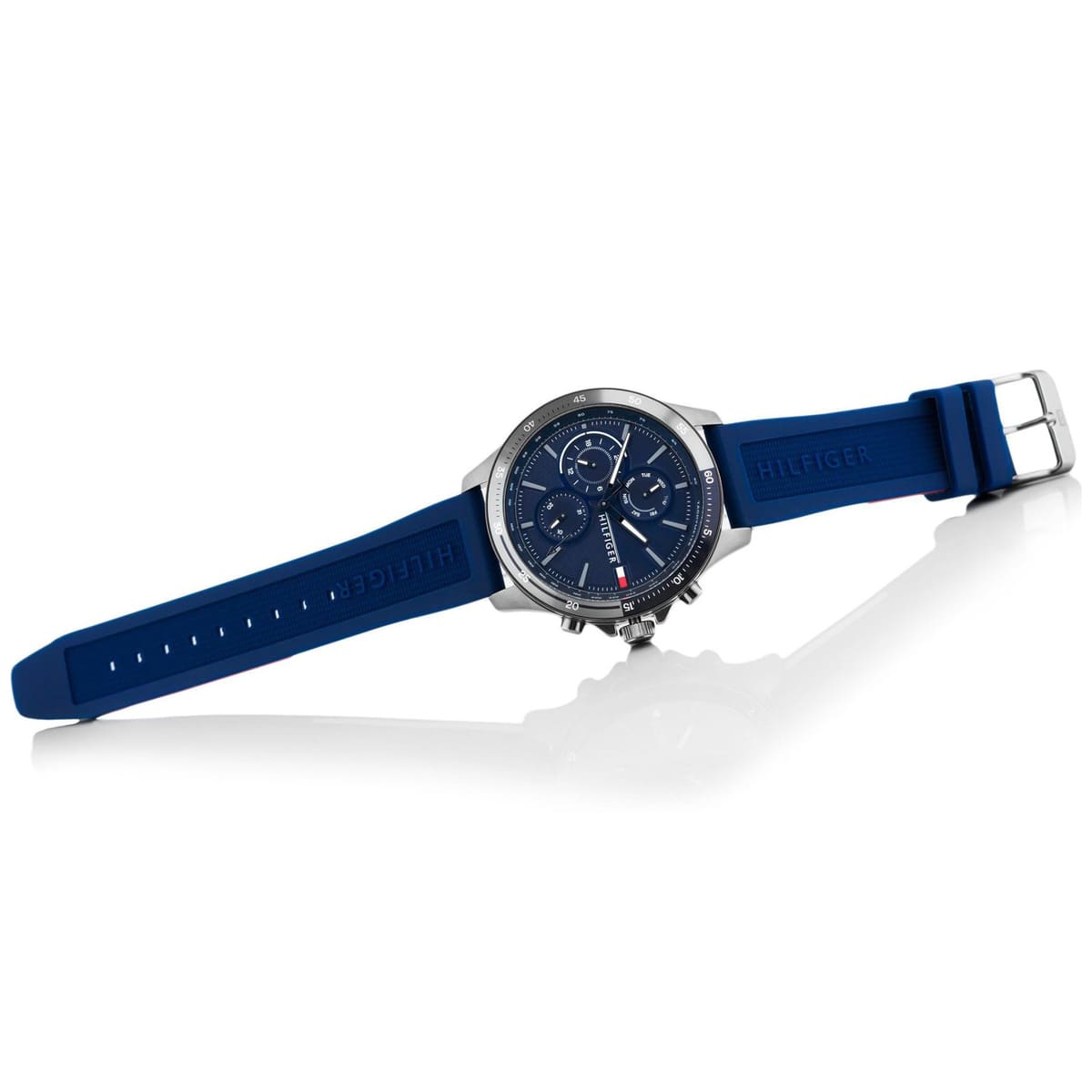 Tommy Hilfiger Bank Blue Dial Blue Rubber Strap Watch for Men - 1791721