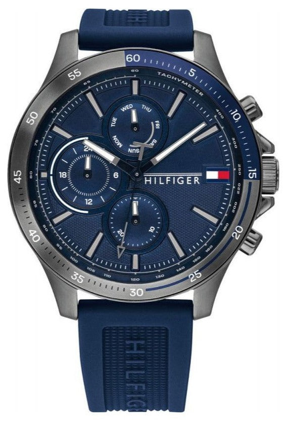 Tommy Hilfiger Bank Blue Dial Blue Rubber Strap Watch for Men - 1791721