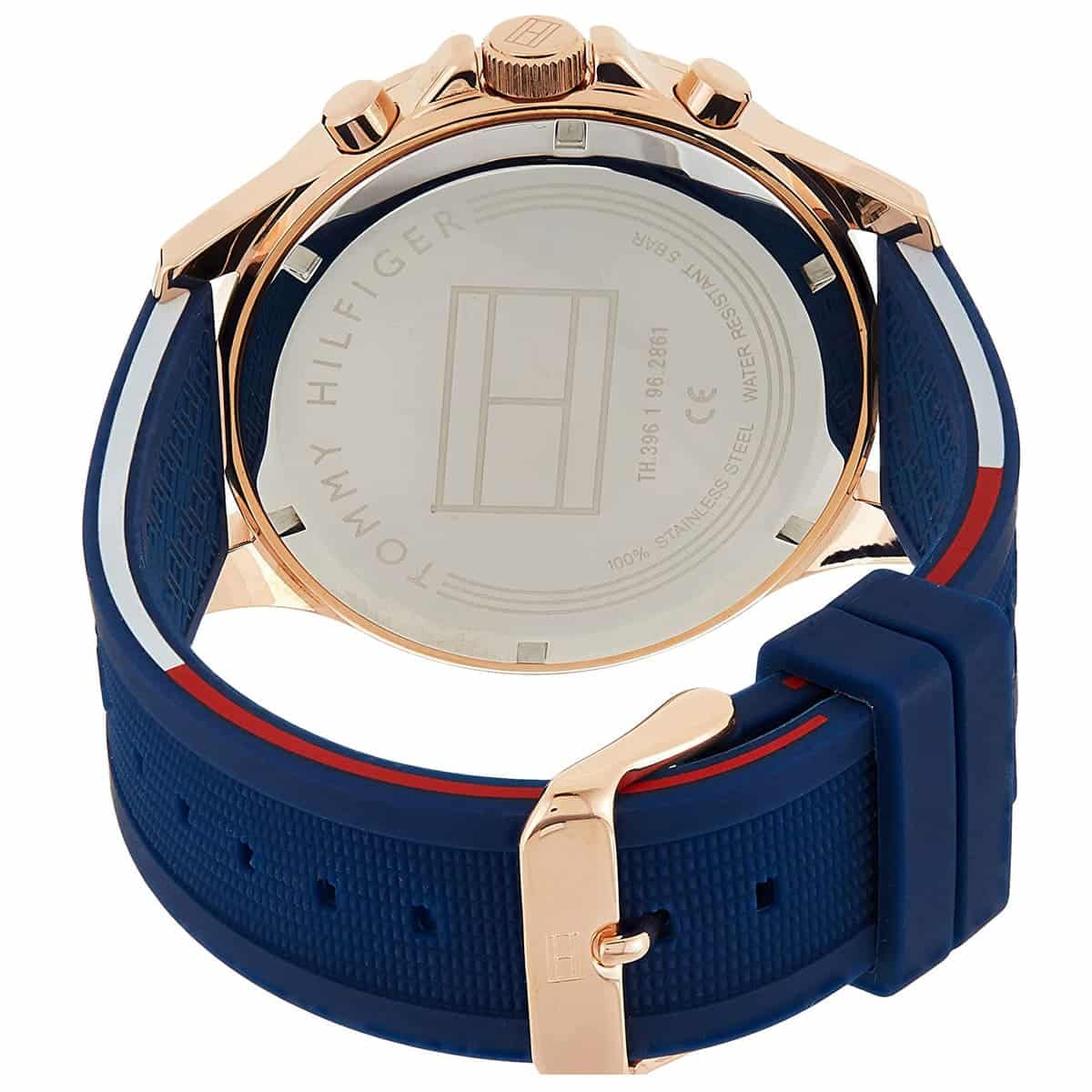 Tommy Hilfiger Bank Multifunction Quartz White Dial Blue Rubber Strap Watch for Men - 1791778