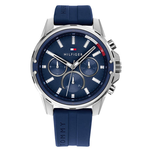 Tommy Hilfiger Mason Blue Dial Blue Rubber Strap Watch for Men - 1791791