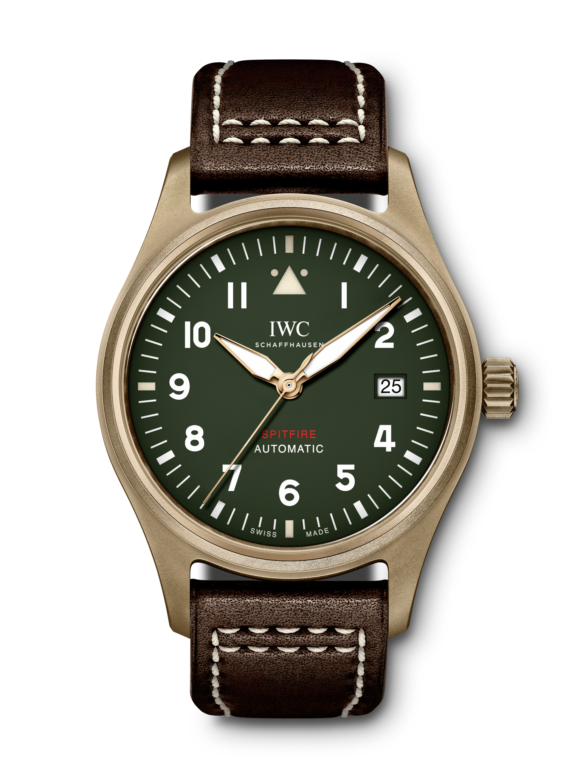 IWC Pilot's Watch Automatic Spitfire Green Dial Brown Leather Strap Watch for Men - IW326802