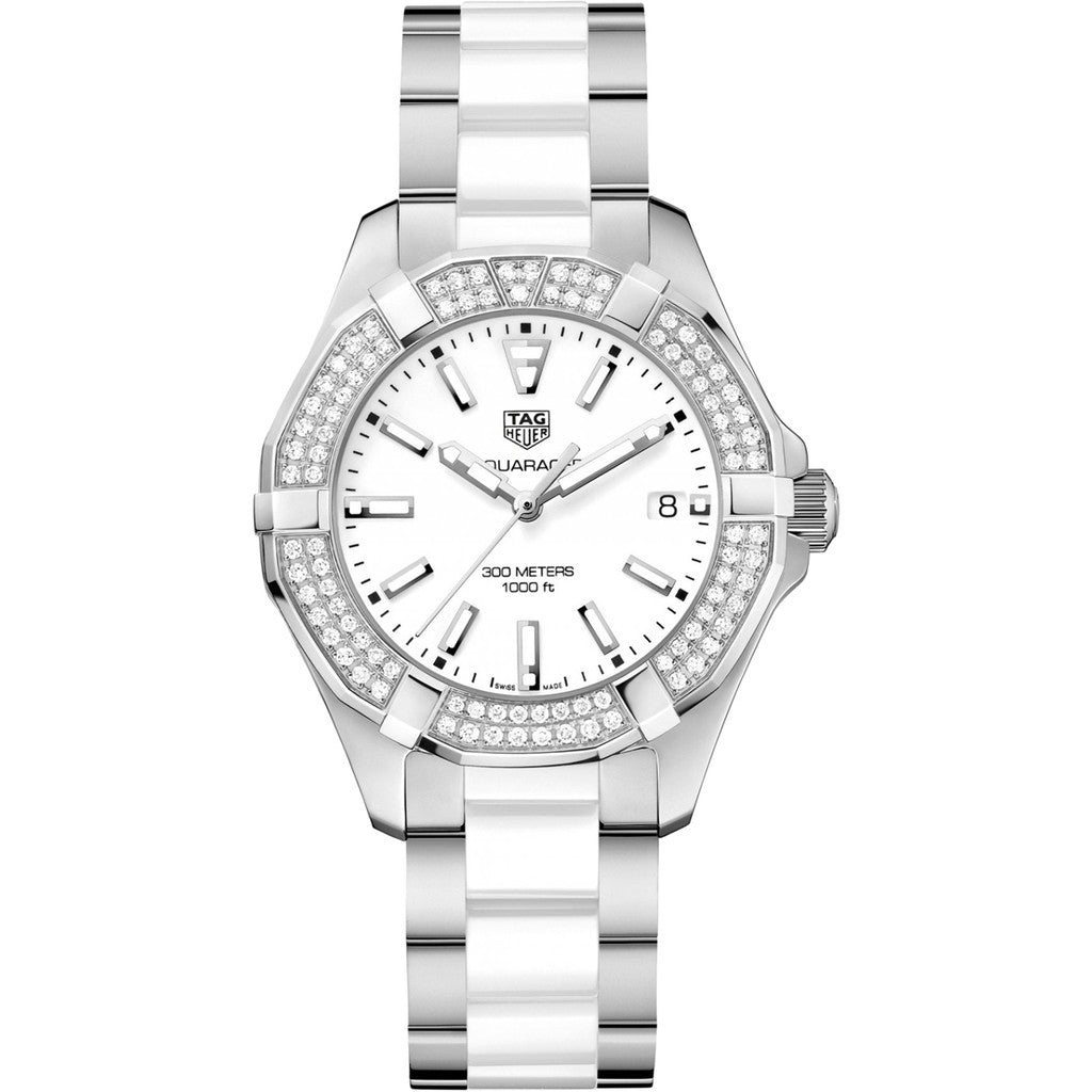 Tag Heuer Aquaracer 35mm Diamond White Dial Two Tone Steel Strap Watch for Women - WAY131F.BA0914