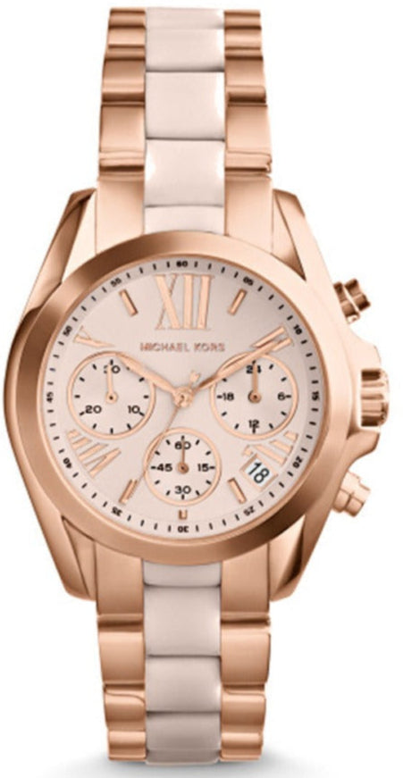 Michael Kors Bradshaw Rose Gold Dial Two Tone Steel Strap Watch for Women - MK6066