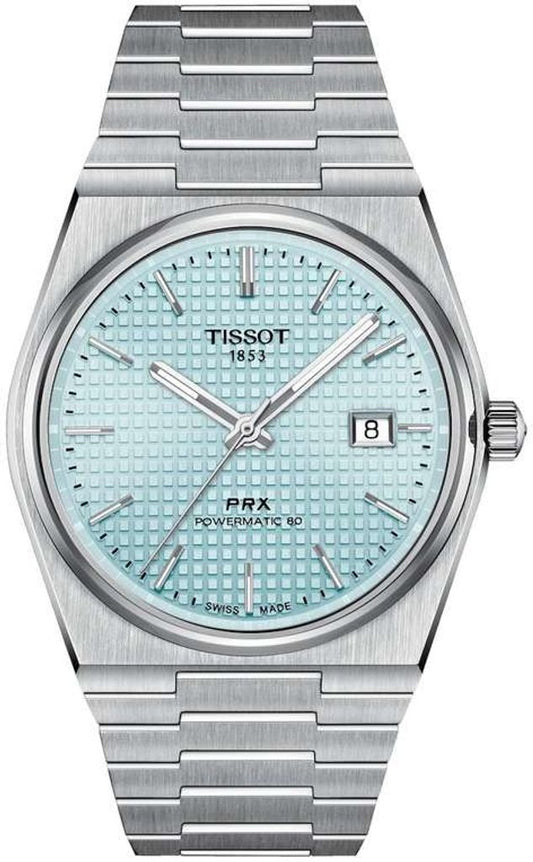 Tissot PRX Powermatic 80 Ice Blue Tiffany Dial Silver Steel Strap Watch for Men - T137.407.11.351.00