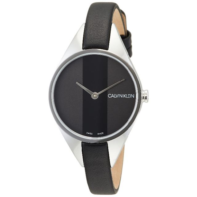 Calvin Klein Rebel Black Grey Dial Black Leather Strap Watch for Women - K8P231C1