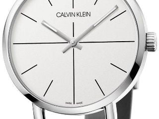 Calvin Klein Evan White Dial Black Leather Strap Watch for Women - K7B231CY