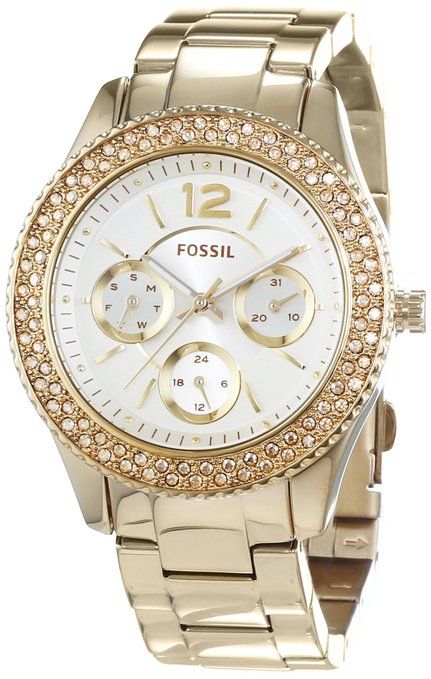 Fossil Stella Multifunction Gold Dial Gold Steel Strap Watch for Women - ES3589