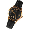 Emporio Armani Classic Black Dial Black Leather Strap Watch For Women - AR9022