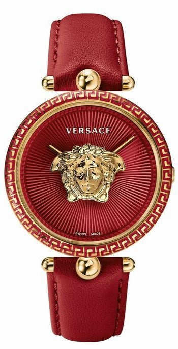 Versace Palazzo Empire Red Dial Red Leather Strap Watch for Women - VCO120017