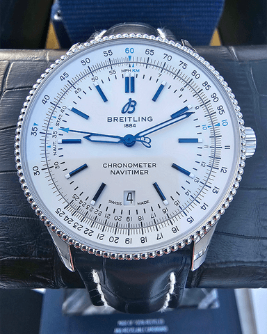 Breitling Navitimer Automatic 41mm White Dial Blue Leather Strap Watch for Men - A173263A1G1P1