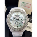 Emporio Armani Ceramica Chronograph White Dial White Ceramic Strap Watch For Women - AR1456