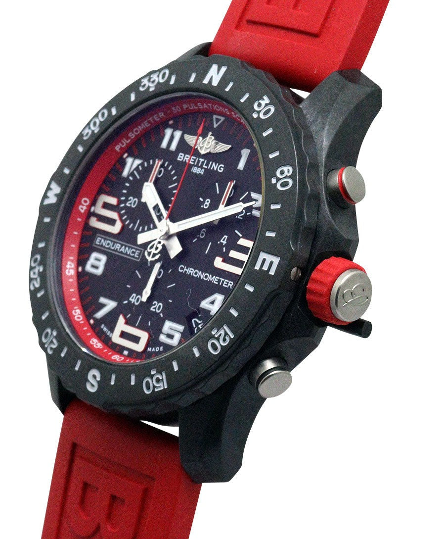 Breitling Endurance Pro Black Dial Red Rubber Strap Watch for Men - X82310D91B1S1