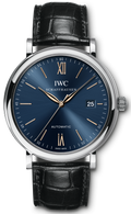 IWC Portofino '150 Years Edition' Automatic Blue Dial Black Leather Strap Watch for Men - IW356518