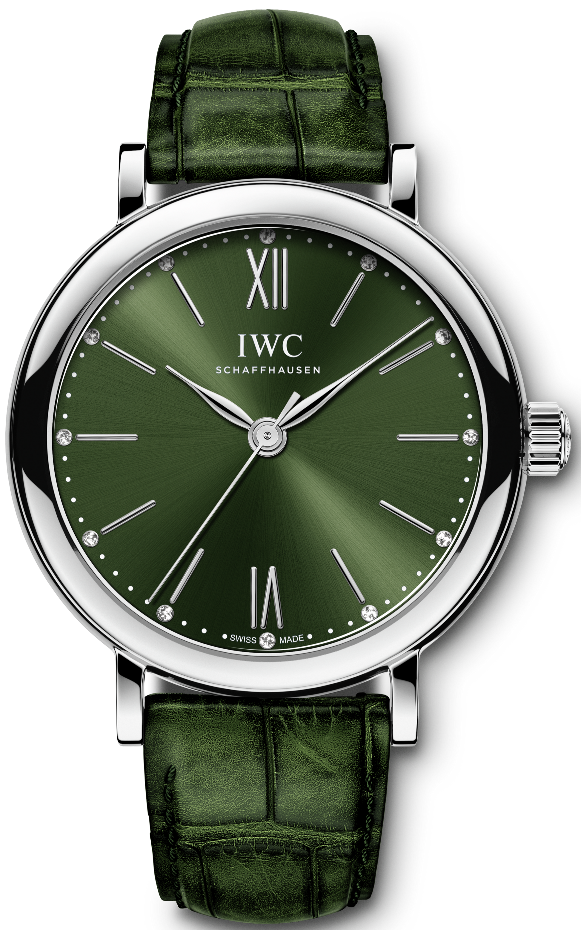 IWC Portofino Automatic Green Dial Green Leather Strap Watch for Women - IW357405