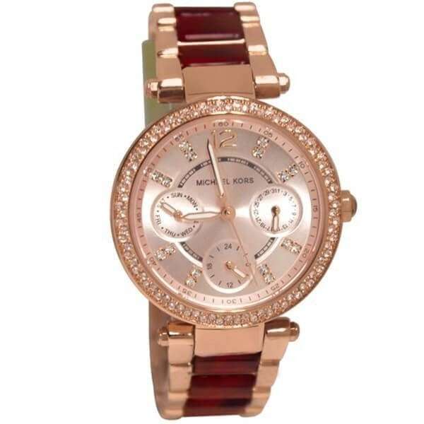 Michael Kors Parker Rose Gold Dial Two Tone Steel Strap Watch for Women - MK6239