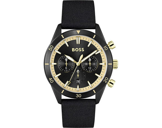 Hugo Boss Santiago Black Dial Black Nylon Strap Watch for Men - 1513935