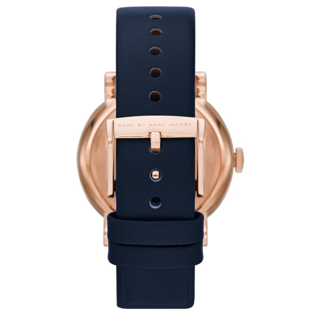 Marc Jacobs Baker Navy Blue Dial Navy Blue Leather Strap Watch for Women - MBM1329