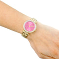 Michael Kors Darci Fuchsia Dial Gold Steel Strap Watch for Women - MK3444