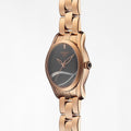 Tissot T Wave Anthracite Dial Rose Gold Steel Strap Watch For Women - T112.210.33.061.00