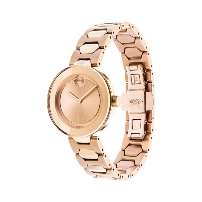 Movado Bold Rose Gold Dial Rose Gold Steel Strap Watch for Women - 3600387