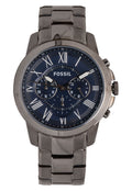 Fossil Grant Chronograph Blue Dial Grey Steel Strap Watch for Men - FS4831